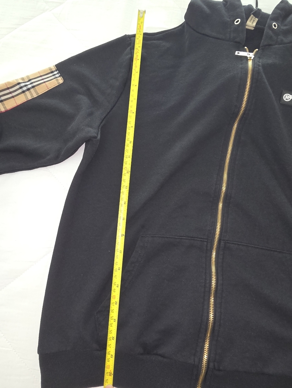 Burberry Black Zip-Up Hoodie with Vintage Check Trim - Picture 6 of 7